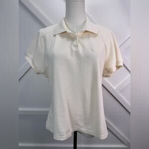 Faconnable Polo Shirt Ivory Cream 100% Cotton Embroidered Crest Logo Size Large